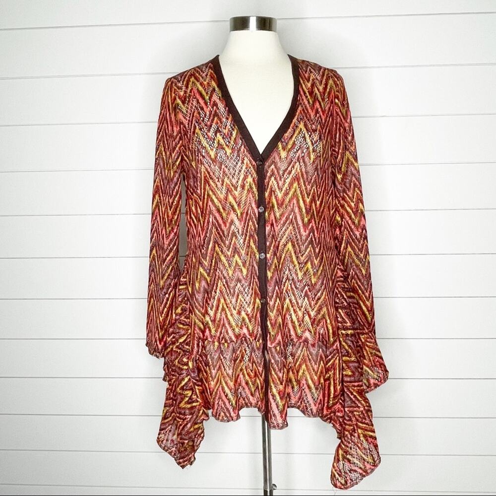 ivy jane Multicolor Chevron Knit Cardigan - Red, Yellow, Brown